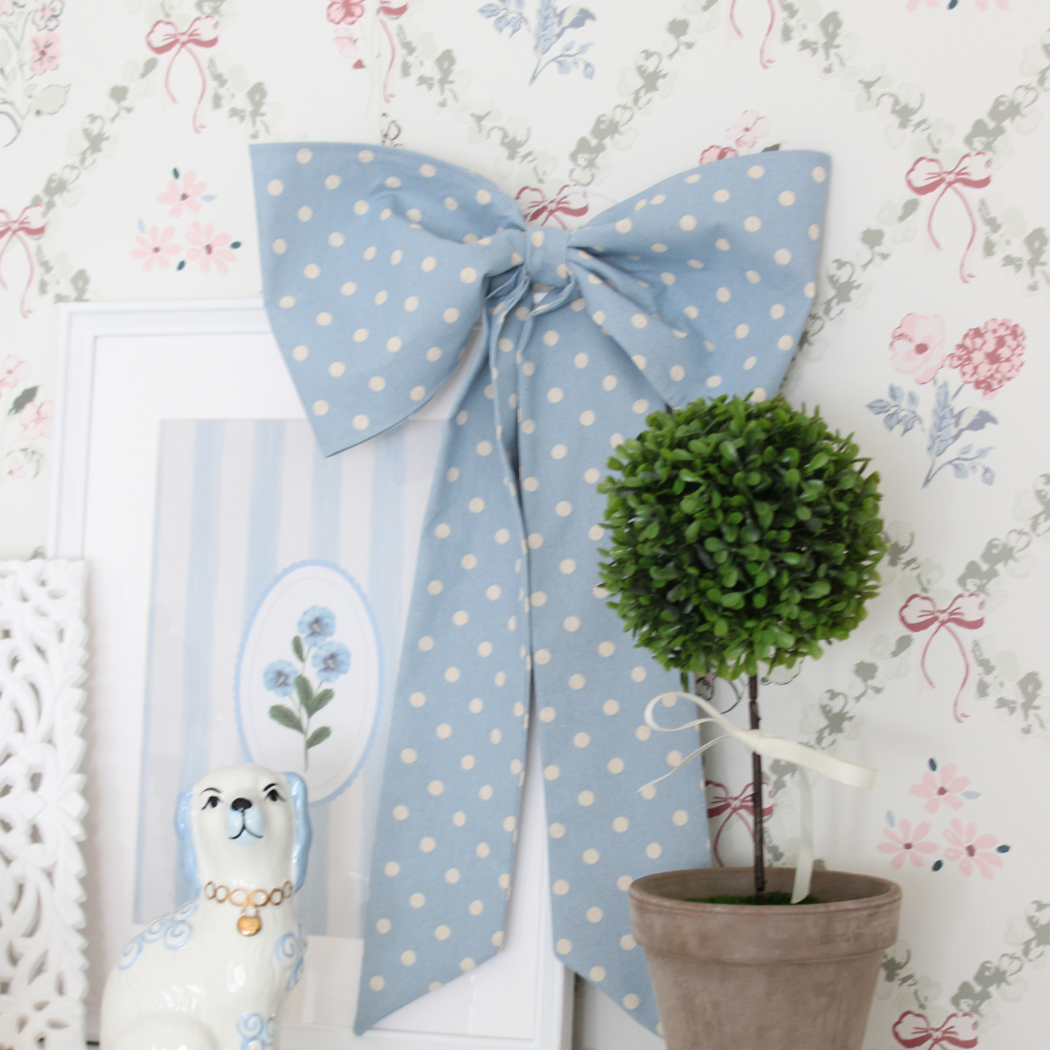 Blue polka dot House Bow