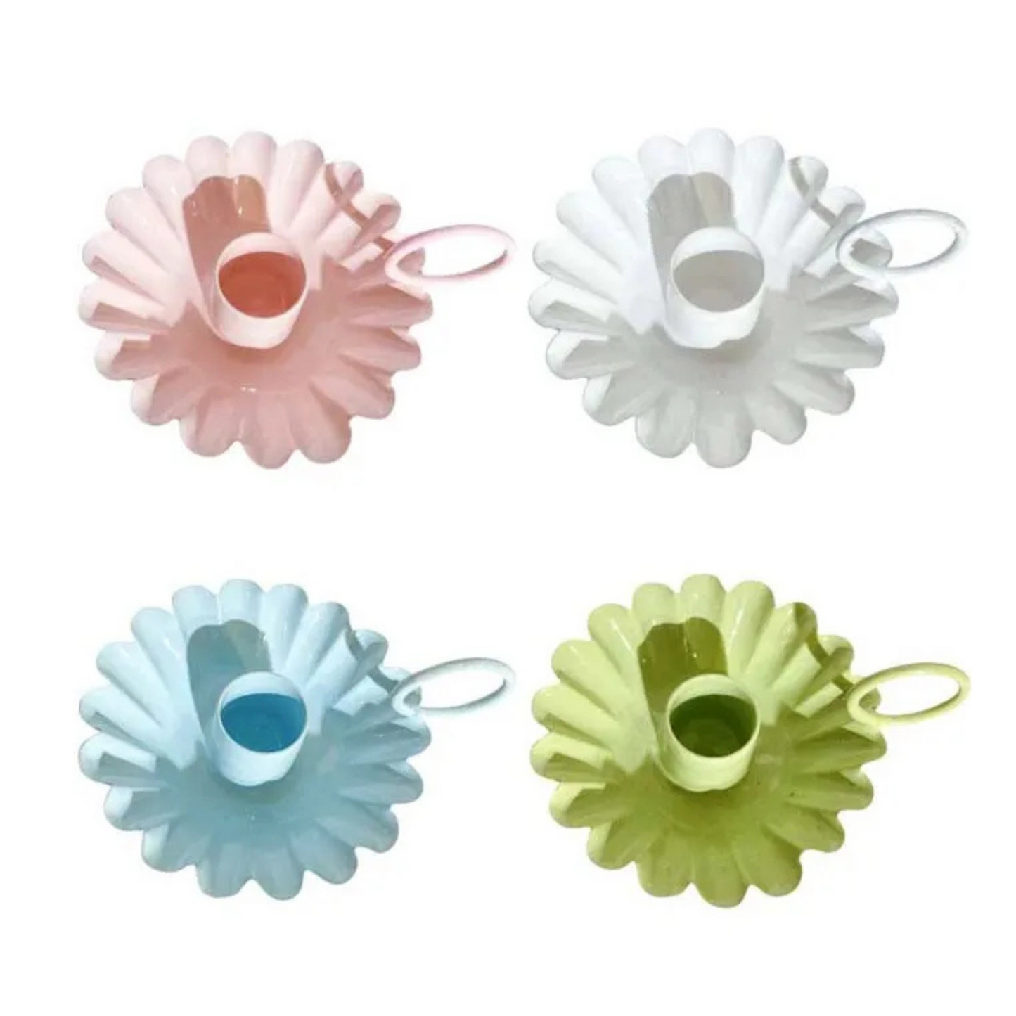 Four colorful bath toys with a white background