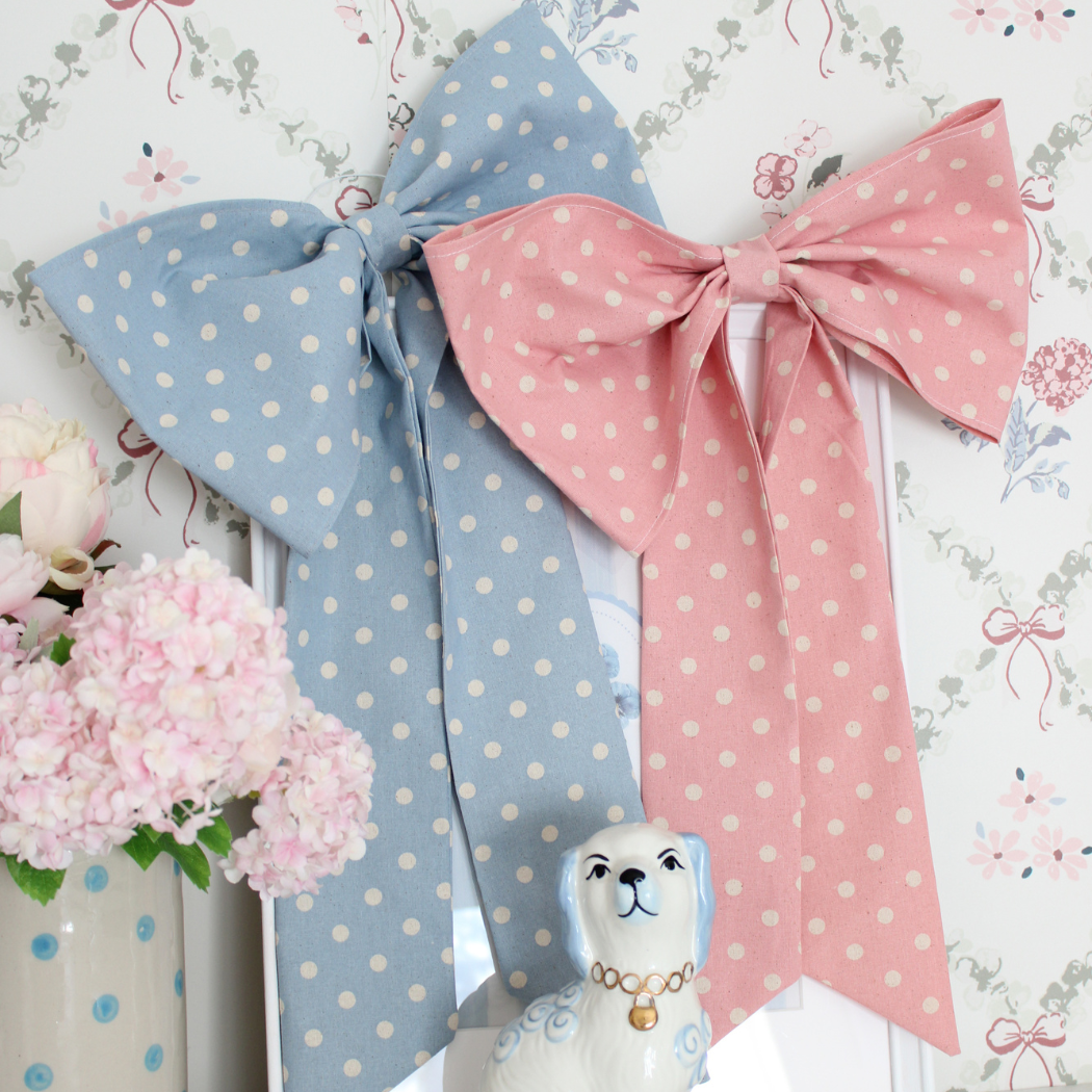 Pink polka dot House Bow
