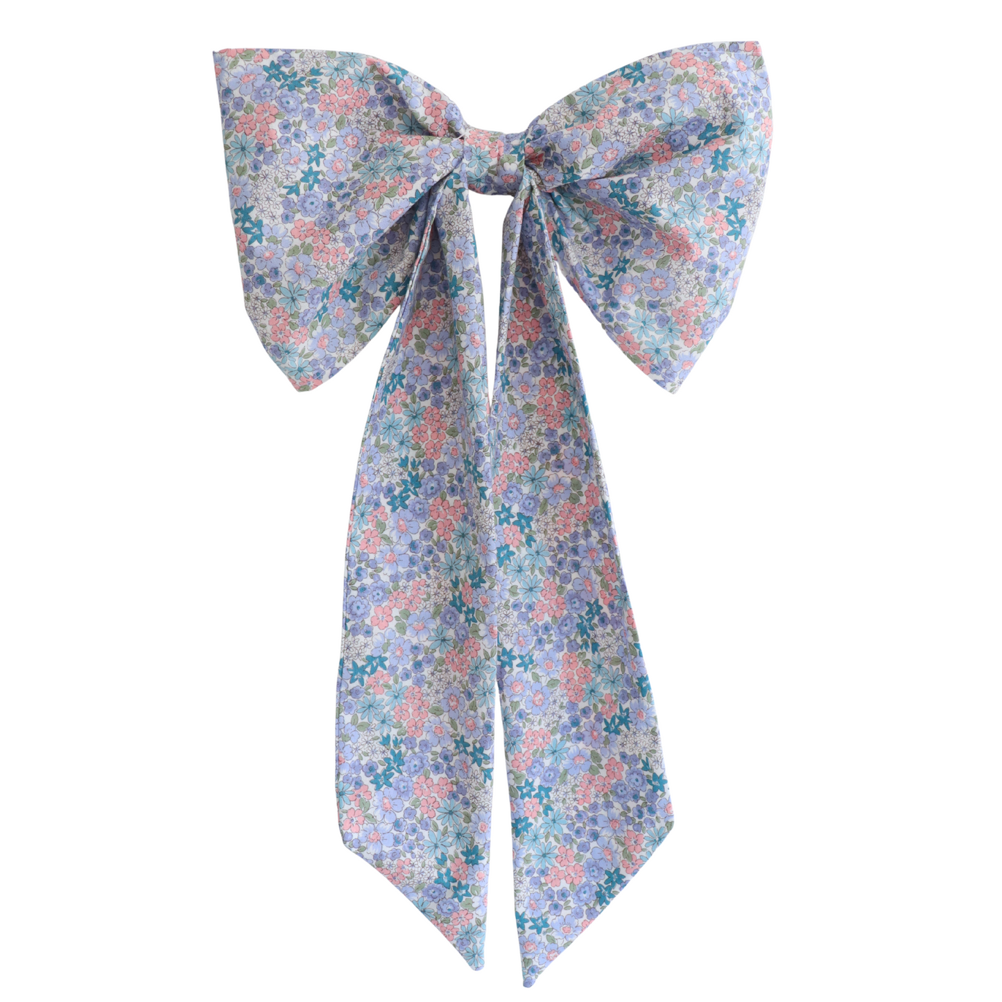 Floral patterned bow on a white background