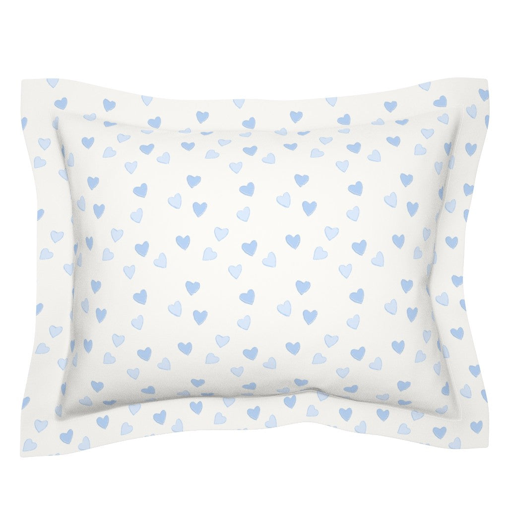 pillowcase baby blue hearts