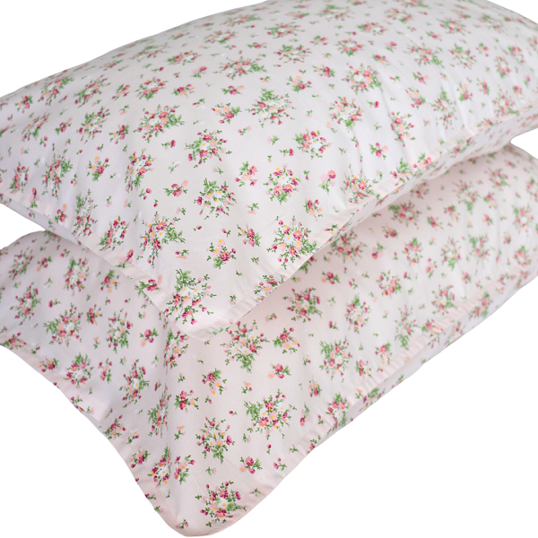 pink posy pillow case pair