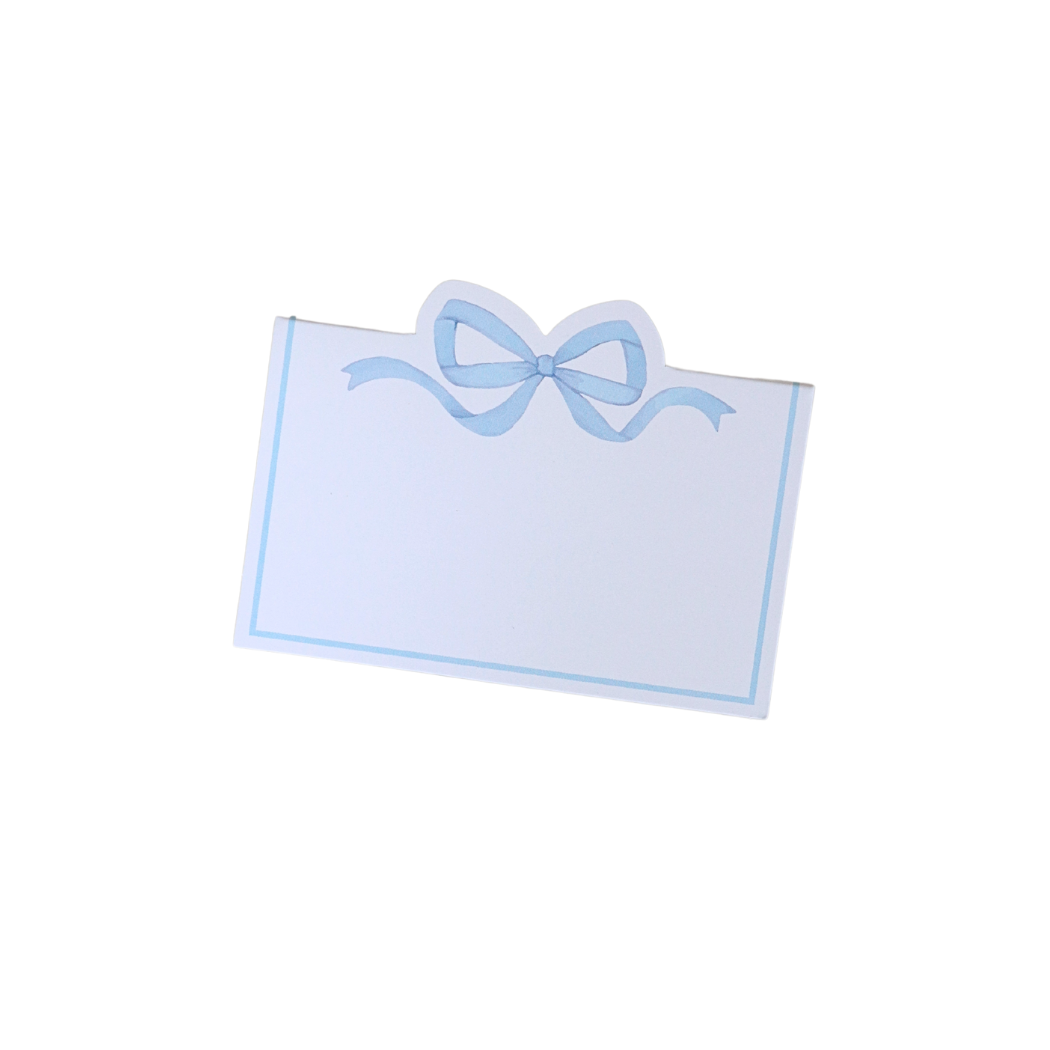 place cards blue bow