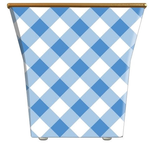 Blue gingham cachepot