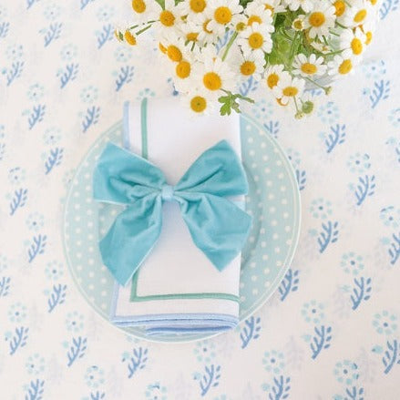 blue velvet napkin bow