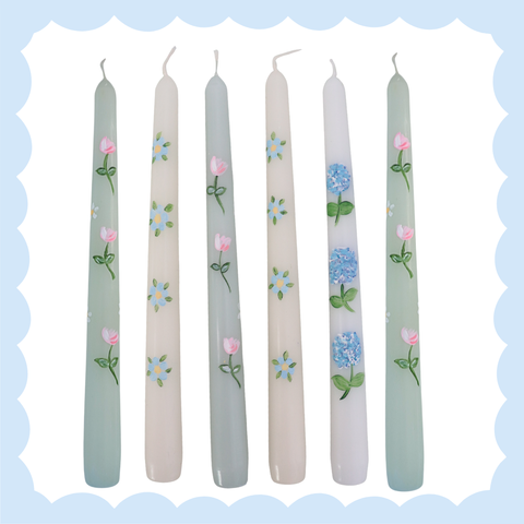 hand painted candles pretty homestyle