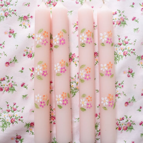 hand painted candles pretty homestyle