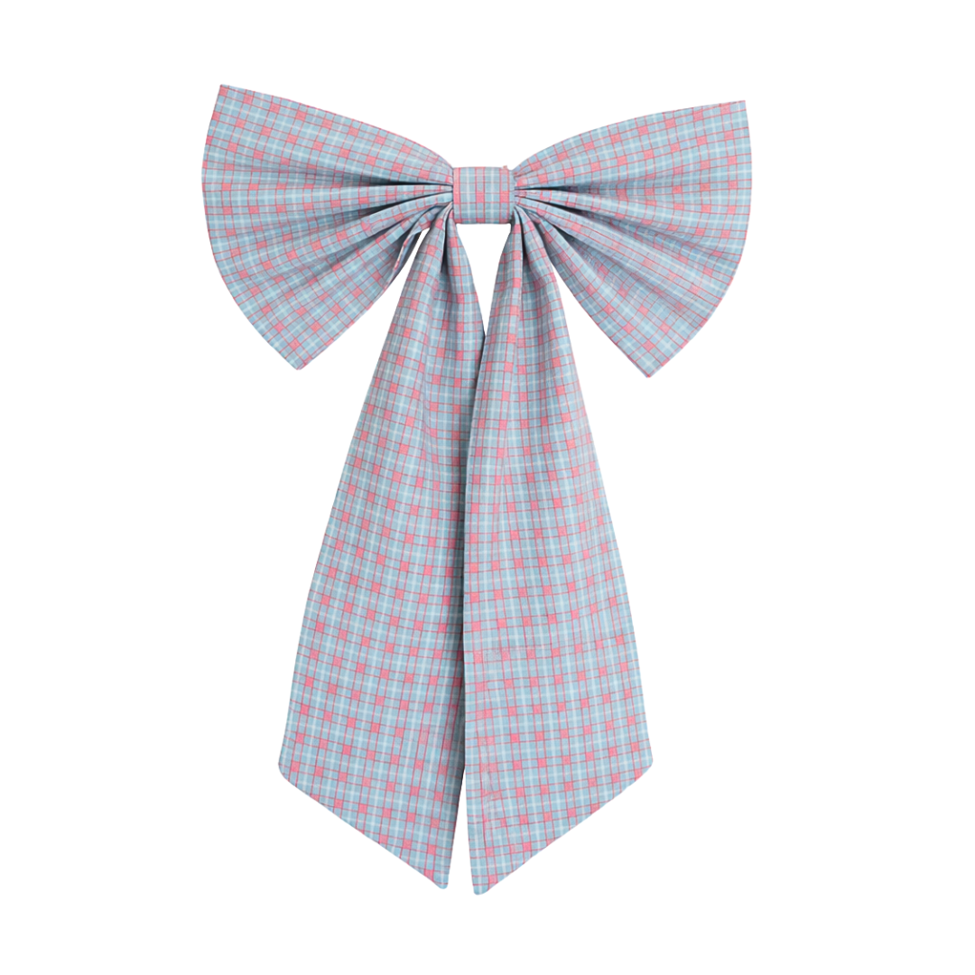 Large checkered bow tie on a white background