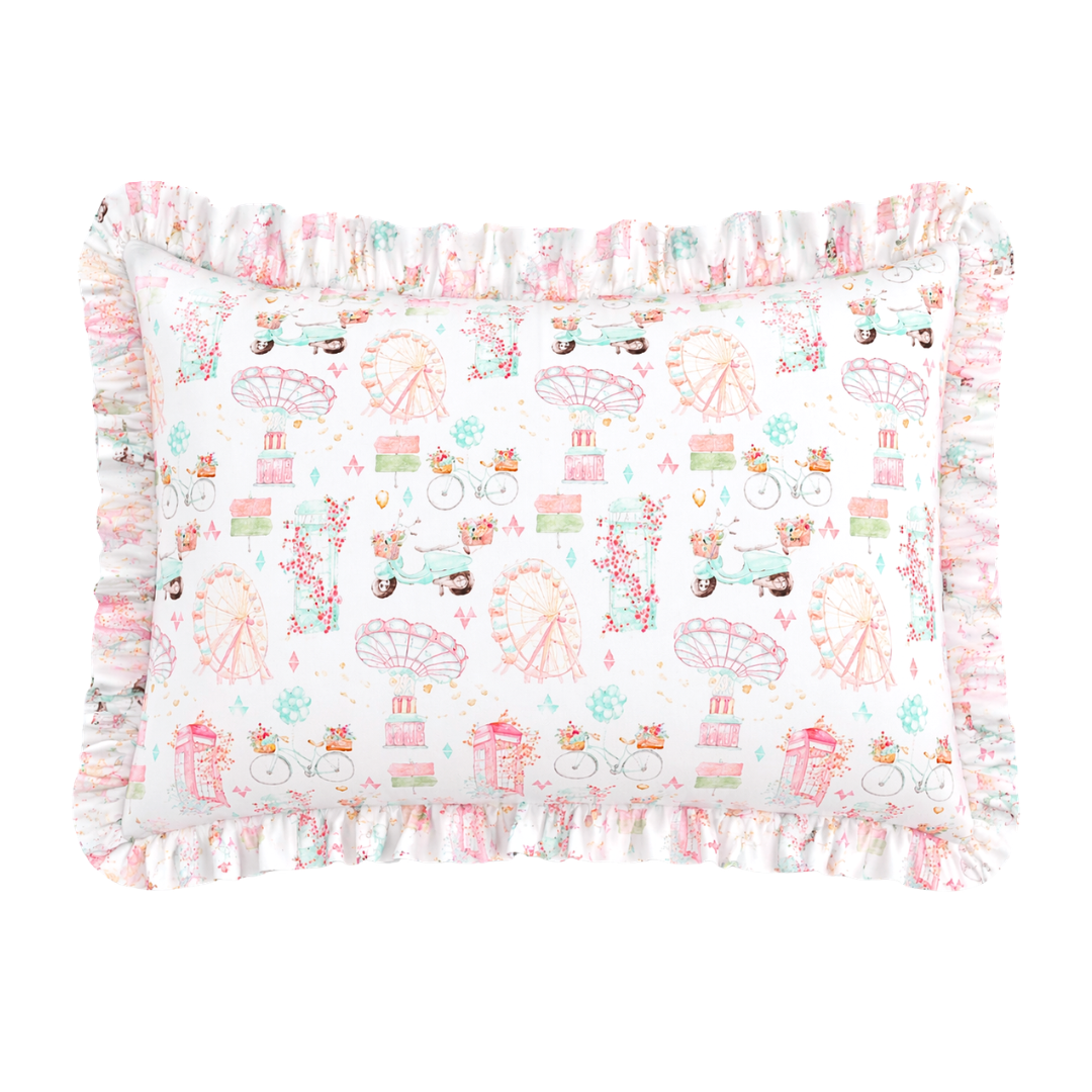 Decorative pillow with colorful pattern on a white background