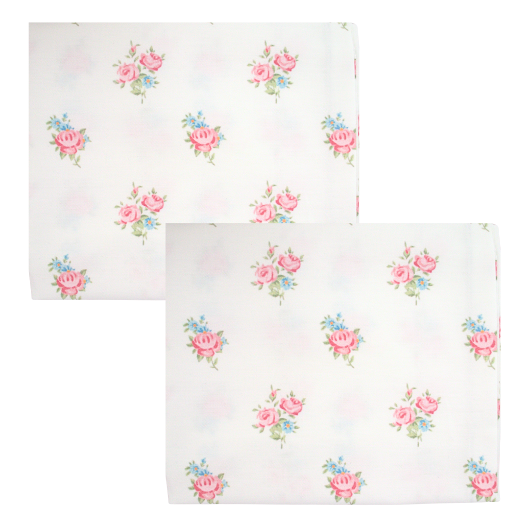 Floral patterned fabric swatches on a white background
