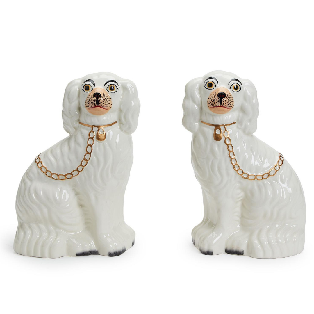 White Staffordshire Dogs (Pair)