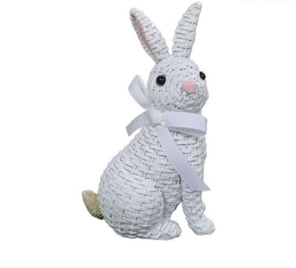white rattan bunny