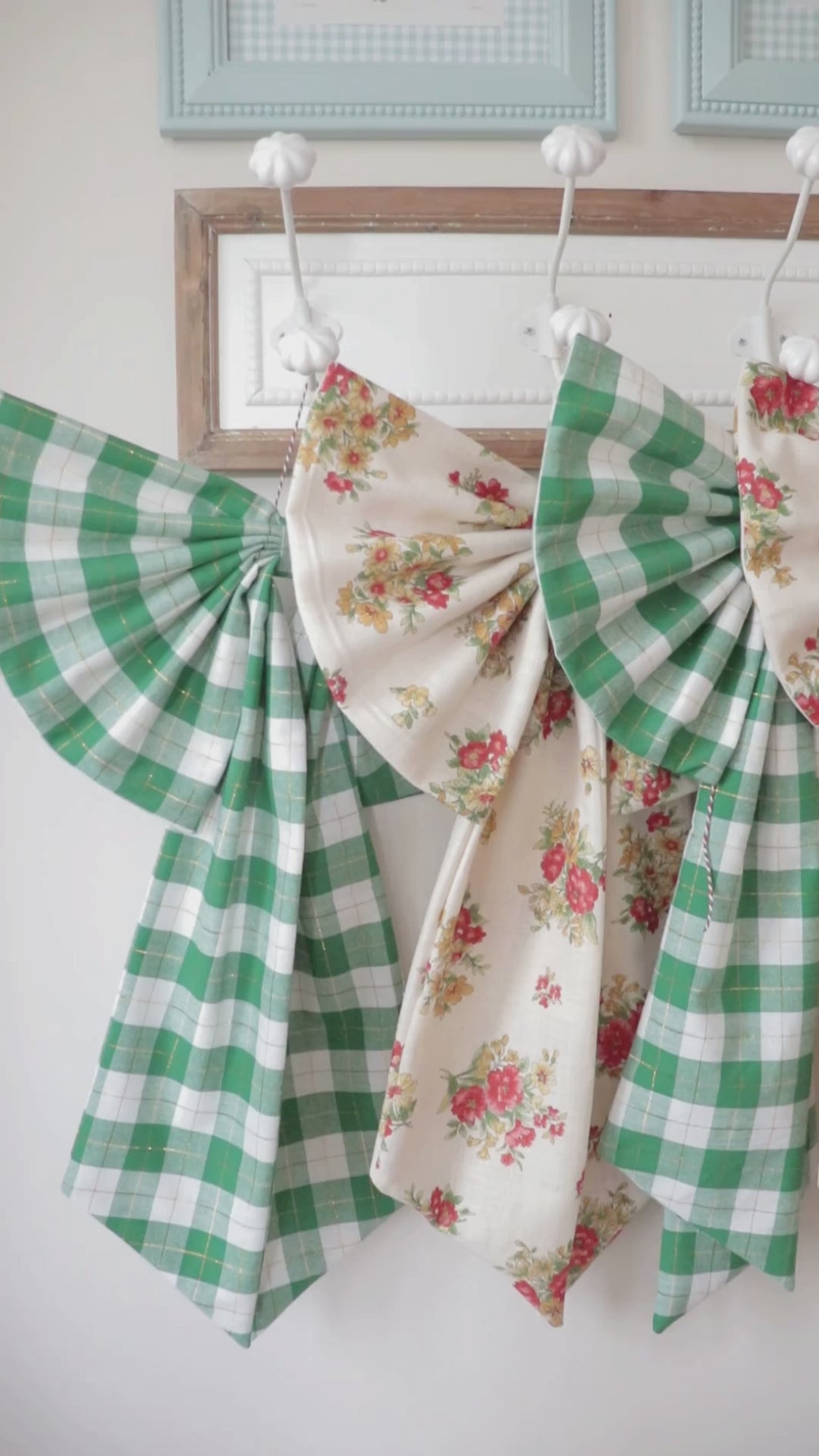 Green Gingham Check Christmas Door Bow | House Bow | Handmade