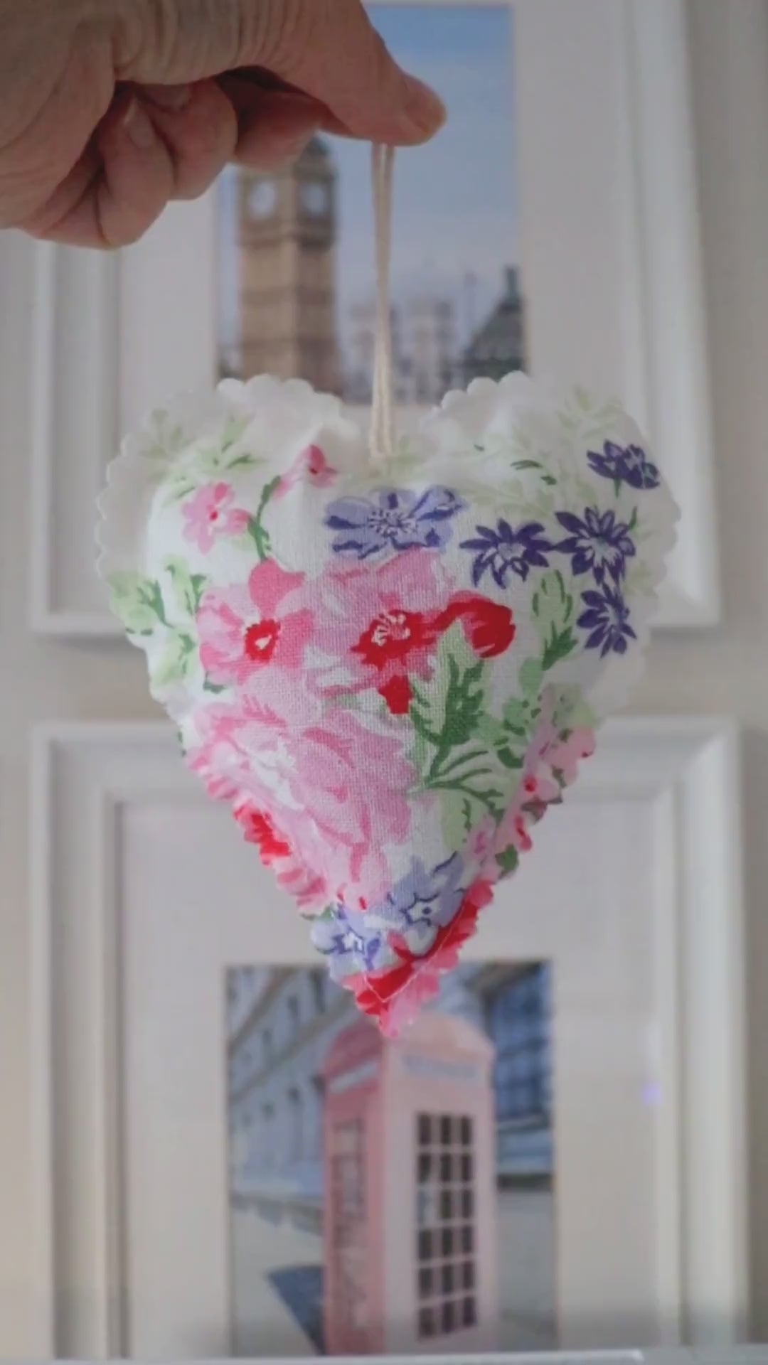 Fabric Scalloped Heart Lilac and Rose