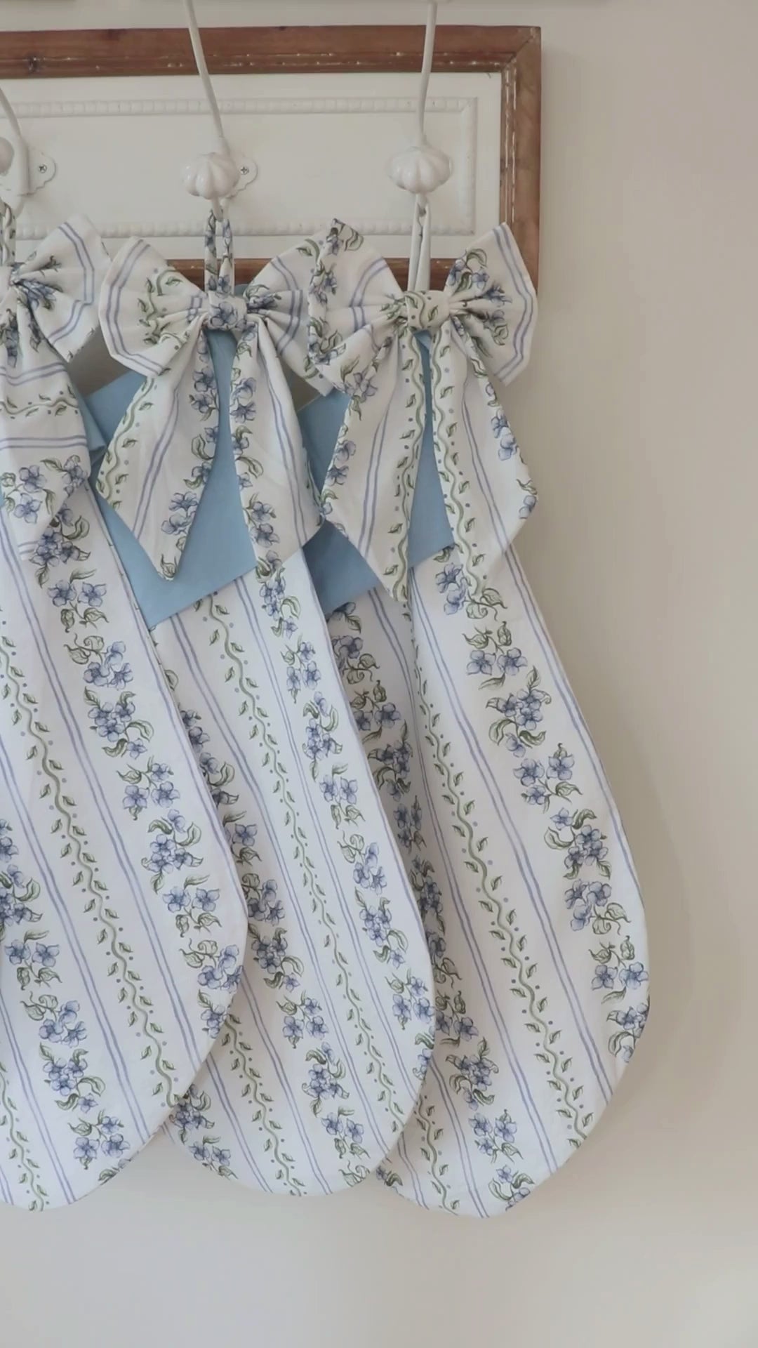 Christmas Stocking Blue Floral Trellis