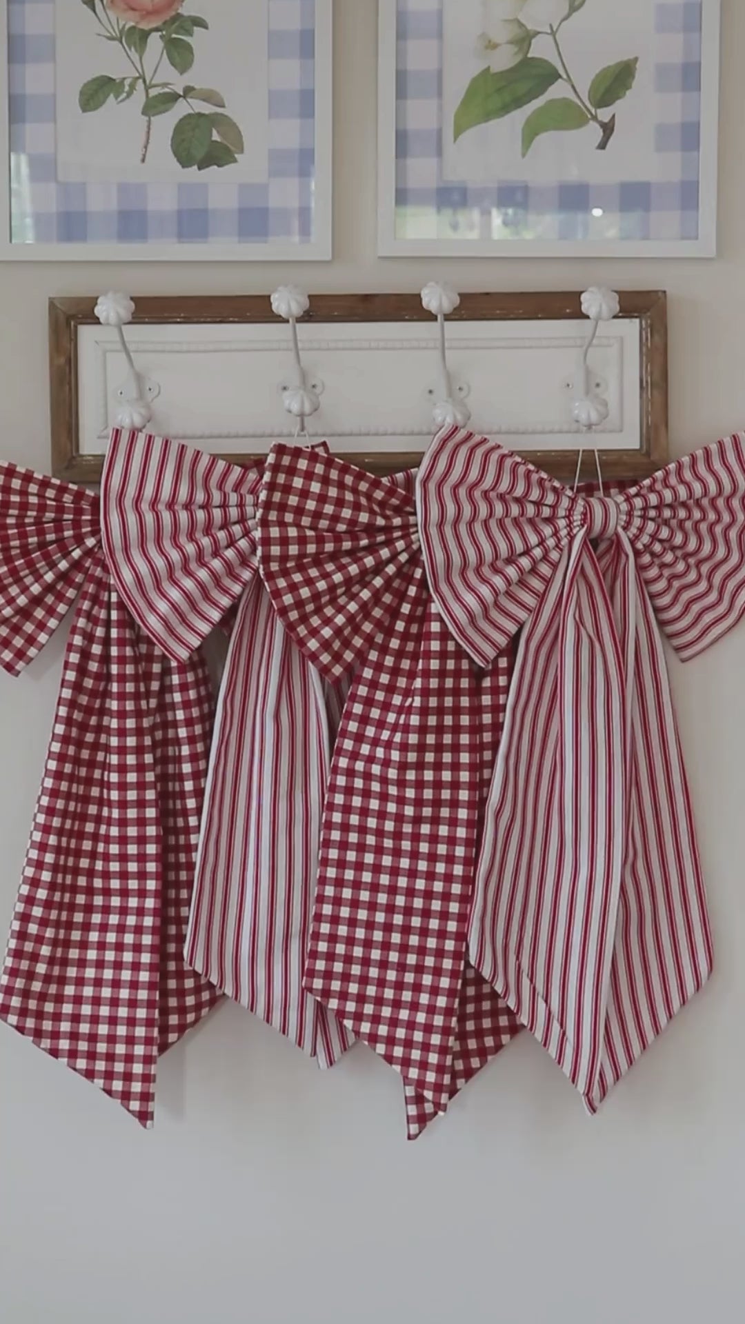Red & white Gingham Christmas Bow