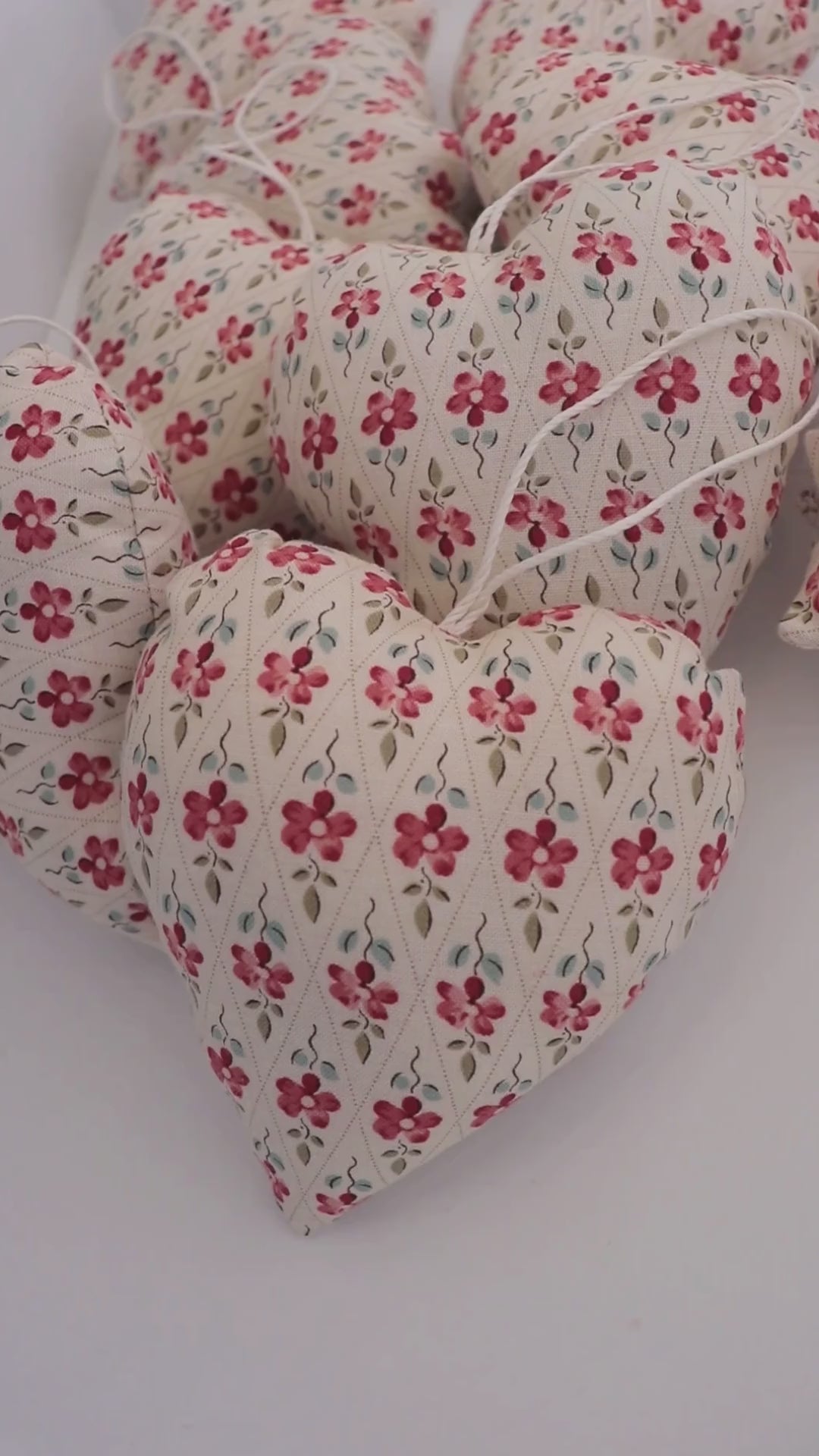 Red Floral Fabric Heart | Cottage Core Decoration